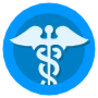 Medical Symbol Of Snake Caduceus Circle Round Blue free icon for commercial use