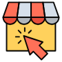 Online Shop Red Click Arrow free icon for commercial use
