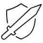 Shield And Sword Black Outline free icon for commercial use