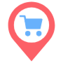 Shopping Cart Store Location Pin Red free icon for commercial use