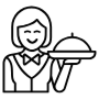Waitress And Food Black Outline icon