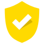 Yellow Shield Tick Check Mark free icon for commercial use