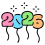 2026 New Year Party Balloons free icon for commercial use