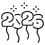 2026 Party Balloons Black Outline free icon for commercial use