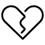Broken Heart Black Outline free icon for commercial use