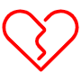 Broken Heart Red Outline free icon for commercial use