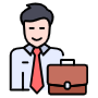 Businessman And Briefcase free icon for commercial use