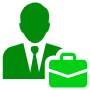 Businessman And Green Briefcase free icon for commercial use
