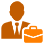 Businessman And Orange Briefcase free icon for commercial use