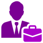 Businessman And Purple Briefcase free icon for commercial use