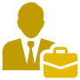 Businessman And Yellow Briefcase free icon for commercial use