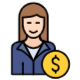 Female Corporation Dollar Sign free icon for commercial use