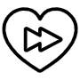 Heart Fast Forward Black Outline Button icon
