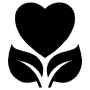 Healthy Living Black Heart And Leaves free icon for commercial use