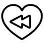 Heart Rewind Black Outline Button icon