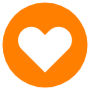 Orange Heart Circle Round free icon for commercial use