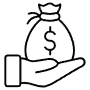 Salary Revenue Black Outline icon