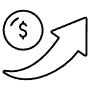 Sales Up Arrow Black Outline free icon for commercial use