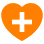 Orange Heart Add Wish List Plus free icon for commercial use