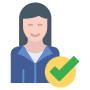 Quality Analyst Female Check free icon for commercial use
