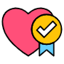 Quality Of Life Heart And Badge Check Mark free icon for commercial use