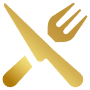 Restaurant Fork Knife Golden free icon for commercial use