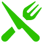 Restaurant Fork Knife Green free icon for commercial use