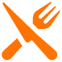 Restaurant Fork Knife Orange free icon for commercial use