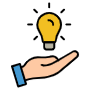 Solutions And Ideas Hand And Bulb free icon for commercial use