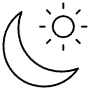 Sun Moon Black Outline free icon for commercial use
