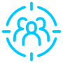 Target Audiences Blue Outline free icon for commercial use