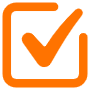 Tick Mark Orange Square free icon for commercial use