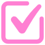 Tick Mark Pink Square free icon for commercial use