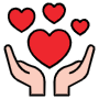 Two Hands Holding Red Hearts free icon for commercial use