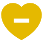 Yellow Heart Less Delete Remove free icon for commercial use