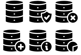 Black Database Management icon pack