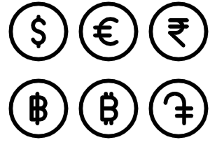 Currency Coins Black Outline icon pack