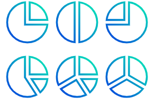 Pie Charts Blue Outline icon pack