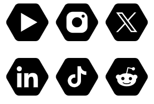 Social Media Black Hexagon icon pack